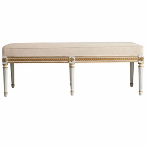 Prunkvolle Luxus Barock Sitzbank Beige Weiß Gold