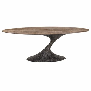 Casa Padrino Luxus Aluminium Esstisch mit Travertin Tischplatte Braun 235 cm