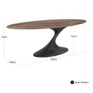 Casa Padrino Luxus Aluminium Esstisch mit Travertin Tischplatte Braun 235 cm