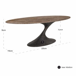 Casa Padrino tavolo da pranzo di lusso in alluminio con piano in travertino marrone 235 cm