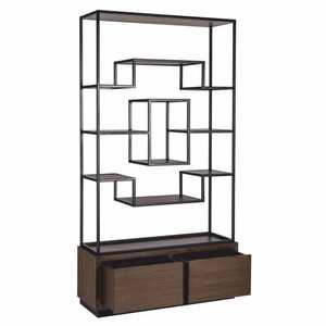 Casa Padrino Luxus Regalschrank Dunkelbraun / Schwarz 120 x H. 240 cm - Luxus Möbel