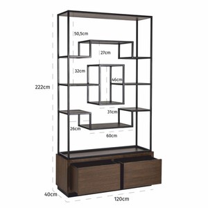 Casa Padrino Luxus Regalschrank Dunkelbraun / Schwarz 120 x H. 240 cm - Luxus Möbel