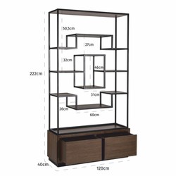 Casa Padrino Luxury Shelf Cabinet Dark Brown / Black 120 x H. 240 cm - Luxury Furniture