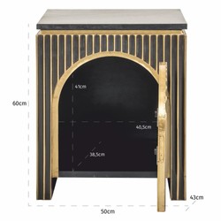 Luxus Nachttisch mit Tür und Marmorplatte Schwarz Gold