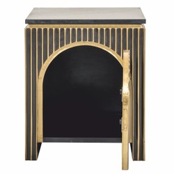Luxus Nachttisch mit Tür und Marmorplatte Schwarz Gold