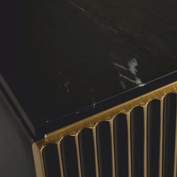 Luxus Nachttisch mit Tür und Marmorplatte Schwarz Gold