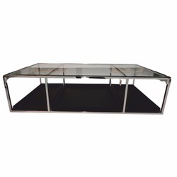 Casa Padrino Mesa de Centro de Lujo Plata / Negro 160 cm - Muebles de Salón