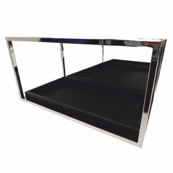 Casa Padrino Mesa de Centro de Lujo Plata / Negro 160 cm - Muebles de Salón