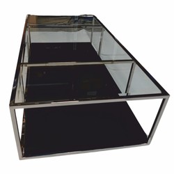 Casa Padrino Mesa de Centro de Lujo Plata / Negro 160 cm - Muebles de Salón