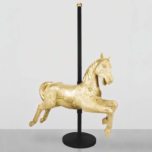 Casa Padrino Luxury Decorative Children's Carousel with Horse Gold / Black 150 x H. 200 cm