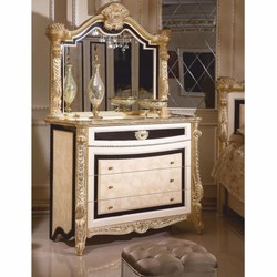 Casa Padrino Luxury Baroque Chest of Drawers with Mirror and Stool - Baroque Bedroom Furniture