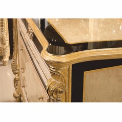Casa Padrino Luxury Baroque Chest of Drawers with Mirror and Stool - Baroque Bedroom Furniture