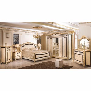 Casa Padrino Luxus Barock Kommode Weiß / Beige / Schwarz / Gold H. 124 cm - Barock Möbel