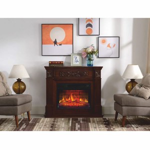 Casa Padrino Barock LED Elektrokamin Dunkelbraun 106,6 x 37 x H. 92,5 cm - Barock Möbel