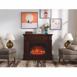 Casa Padrino chimenea eléctrica LED barroco marrón oscuro 106,6 x 37 x A. 92,5 cm - Muebles barrocos