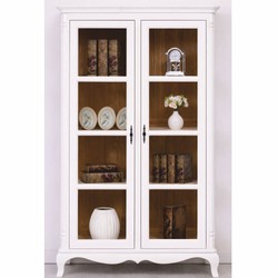 Casa Padrino vetrina in stile country con 2 ante in vetro bianco / marrone 112 x 49 x A. 190 cm