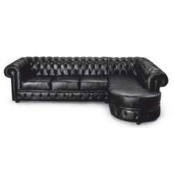 Casa Padrino canapé d'angle Chesterfield de luxe en cuir noir vintage 293 cm - Meubles Chesterfield Casa Padrino canapé d'angle Chesterfield de luxe en cuir noir vintage 293 cm - Meubles Chesterfield