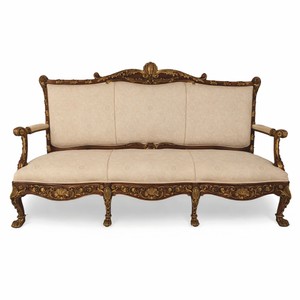 Prunkvolles Luxus Barock Sofa Beige Dunkelbraun Gold Prunkvolles Luxus Barock Sofa Beige Dunkelbraun Gold