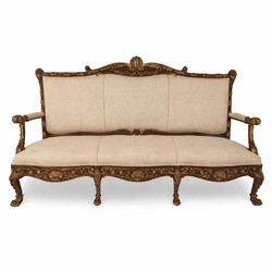 Prunkvolles Luxus Barock Sofa Beige Dunkelbraun Gold Prunkvolles Luxus Barock Sofa Beige Dunkelbraun Gold