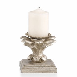 Casa Padrino portavela barroco de lujo plata antiguo Al. 9 cm - Hecho en Italia