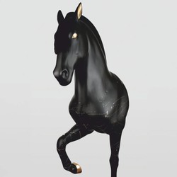Casa Padrino scultura decorativa XXL cavallo su piedistallo nero / oro A. 255 cm