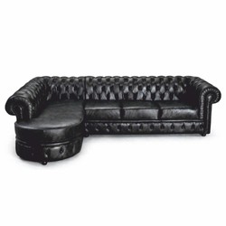 Luxus Chesterfield Leder Echtleder Ecksofa Vintage Schwarz Luxus Chesterfield Leder Echtleder Ecksofa Vintage Schwarz