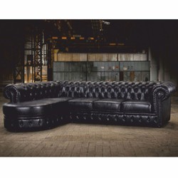 Luxus Chesterfield Leder Echtleder Ecksofa Vintage Schwarz Luxus Chesterfield Leder Echtleder Ecksofa Vintage Schwarz