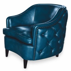 Luxus Chesterfield Leder Echtleder Sessel Blau Schwarz