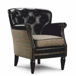 Casa Padrino Fauteuil Chesterfield de Luxe en Cuir Noir / Gris - Mobilier de Salon Casa Padrino Fauteuil Chesterfield de Luxe en Cuir Noir / Gris - Mobilier de Salon