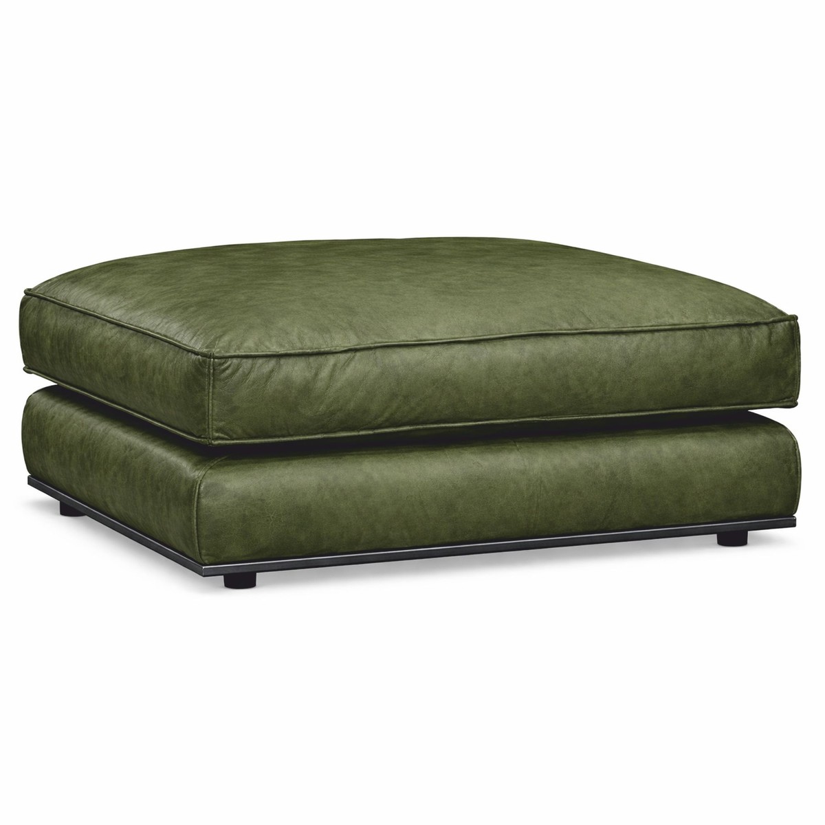 Casa Padrino Luxury Genuine Leather Vintage Green / Black 106 cm - Leather Furniture Casa Padrino Luxury Genuine Leather Vintage Green / Black 106 cm - Leather Furniture