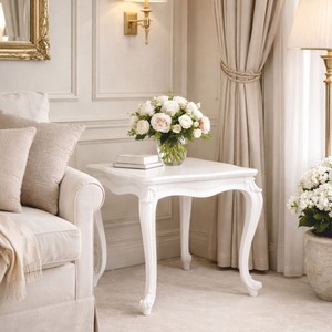 Casa Padrino Luxus Barock Massivholz Beistelltisch Weiß H. 60 cm - Barock Möbel
