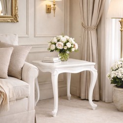 Casa Padrino mesa auxiliar barroco de lujo de madera maciza blanco Al. 60 cm - Muebles barrocos Casa Padrino mesa auxiliar barroco de lujo de madera maciza blanco Al. 60 cm - Muebles barrocos