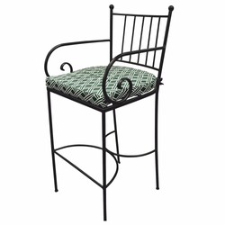 Casa Padrino luxury Art Nouveau wrought iron bar chair with armrests black / green H. 117 cm Casa Padrino luxury Art Nouveau wrought iron bar chair with armrests black / green H. 117 cm