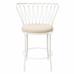 Casa Padrino silla de bar de lujo Art Nouveau de hierro forjado blanco / beige A. 110 cm Casa Padrino silla de bar de lujo Art Nouveau de hierro forjado blanco / beige A. 110 cm