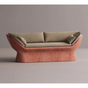 Casa Padrino sofá de lujo beige / rojo 200 cm - Sofá de hormigón resistente a la intemperie