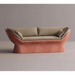Casa Padrino divano di lusso beige / rosso 200 cm - Divano in cemento resistente alle intemperie Casa Padrino divano di lusso beige / rosso 200 cm - Divano in cemento resistente alle intemperie