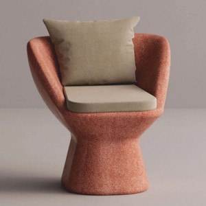 Casa Padrino sillón de lujo beige / rojo - Sillón de hormigón resistente a la intemperie