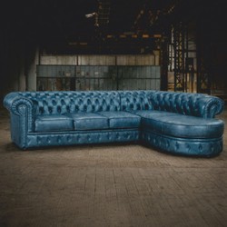 Casa Padrino divano angolare Chesterfield di lusso in pelle blu vintage 293 cm - Mobili Chesterfield Casa Padrino divano angolare Chesterfield di lusso in pelle blu vintage 293 cm - Mobili Chesterfield