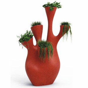 Casa Padrino vaso da fiori di lusso rosso opaco A. 200 cm - Accessori da giardino Casa Padrino vaso da fiori di lusso rosso opaco A. 200 cm - Accessori da giardino