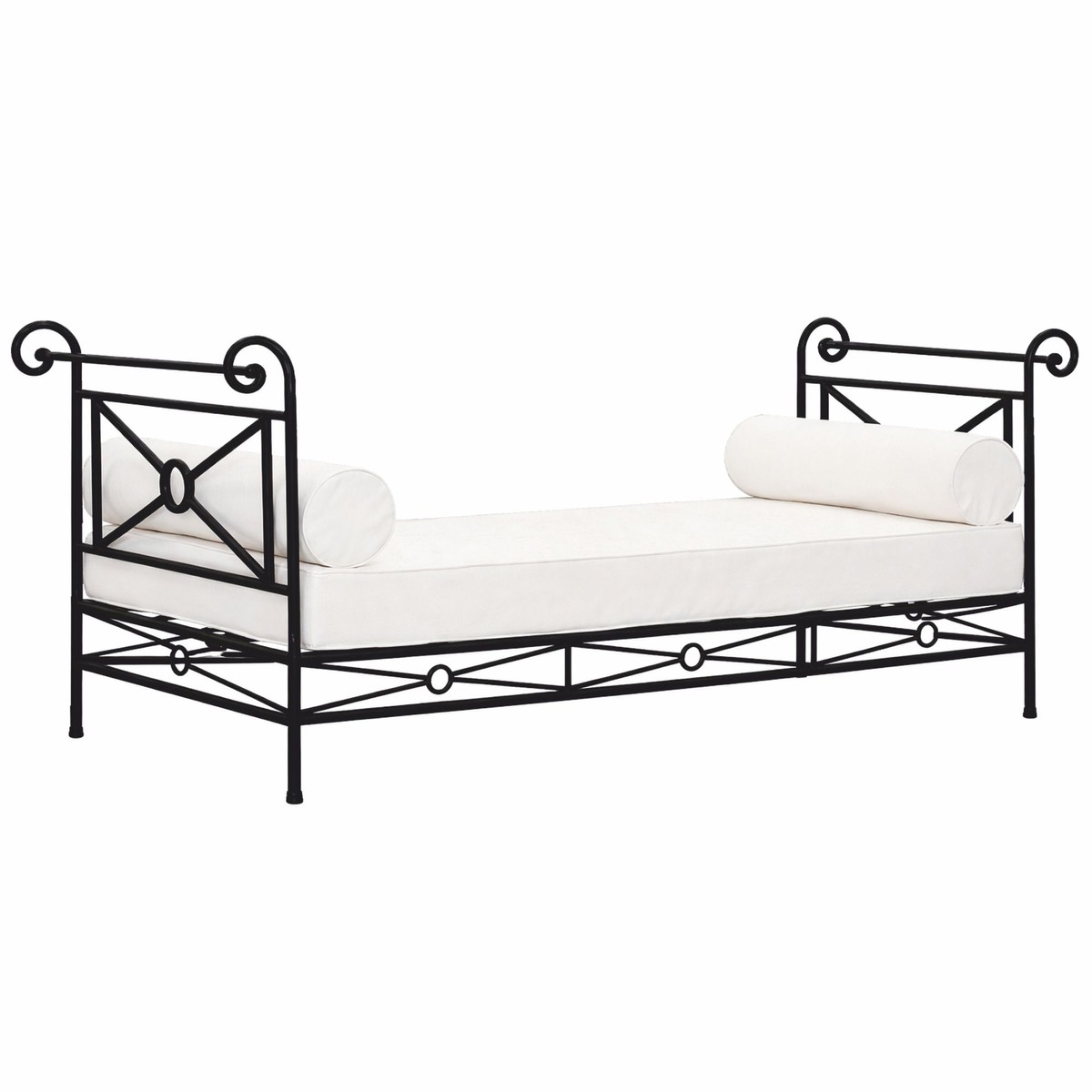 Casa Padrino divano Art Nouveau di lusso in ferro battuto nero / bianco 210 cm - Mobili da giardino Casa Padrino divano Art Nouveau di lusso in ferro battuto nero / bianco 210 cm - Mobili da giardino