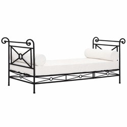 Casa Padrino luxury Art Nouveau wrought iron sofa black / white 210 cm - Garden furniture