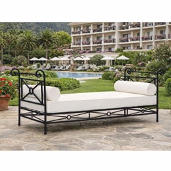 Casa Padrino luxury Art Nouveau wrought iron sofa black / white 210 cm - Garden furniture