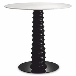 Casa Padrino Luxury Dining Table Black / White Ø 80 x H. 77 cm - Dining Room Furniture