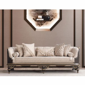 Prunkvolles Luxus Barock Wohnzimmer Sofa Beige Braun Gold