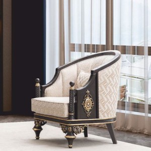 Casa Padrino fauteuil de salon baroque de luxe beige / marron / or - Mobilier baroque
