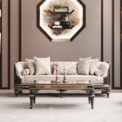 Casa Padrino tavolo da salotto barocco di lusso beige / marrone / oro 120 cm - Mobili barocchi