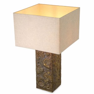 Casa Padrino Luxus Tischleuchte Vintage Messing / Beige H. 87,5 cm - Luxus Leuchten