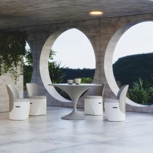 Casa Padrino mesa de comedor de jardín de lujo gris mate Ø 120 cm - Muebles de jardín de lujo