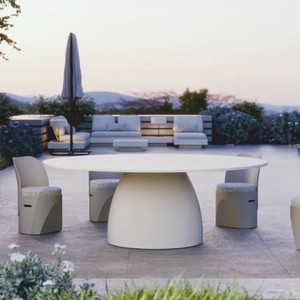 Casa Padrino mesa de comedor de jardín de lujo blanco mate Ø 200 cm - Muebles de jardín de lujo Casa Padrino mesa de comedor de jardín de lujo blanco mate Ø 200 cm - Muebles de jardín de lujo