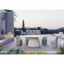 Casa Padrino mesa de comedor de jardín de lujo blanco mate Ø 200 cm - Muebles de jardín de lujo